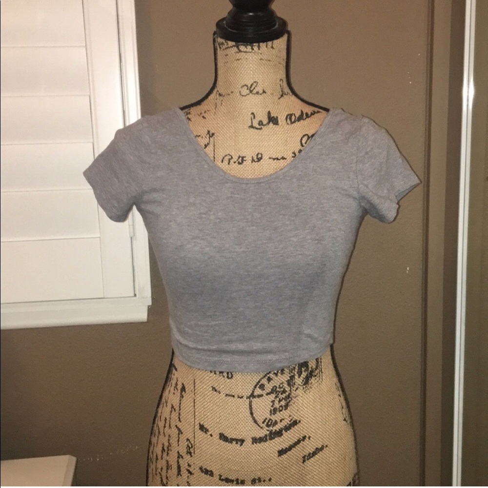 Brandy Melville Grey Crop Tee